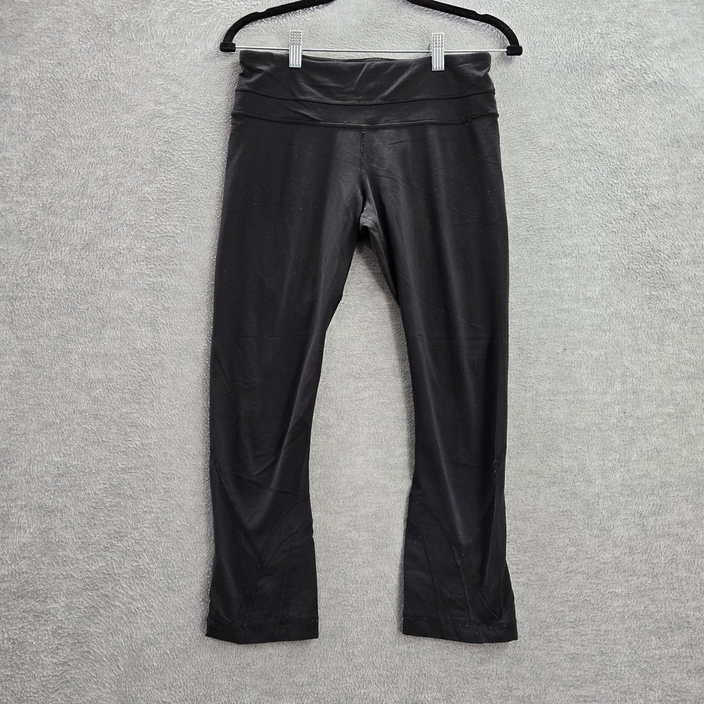 Lululemon Women‎ Activewear Pants 6 Black Run Inspire Crop Legging Zipper 22"